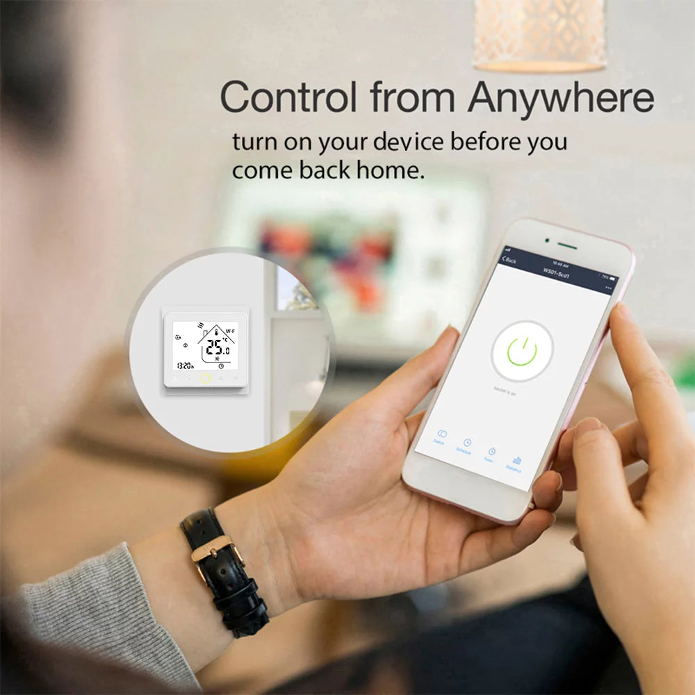 Tomshoo smart thermostat temperature controller wi fi control, compatible with home water/gas boiler