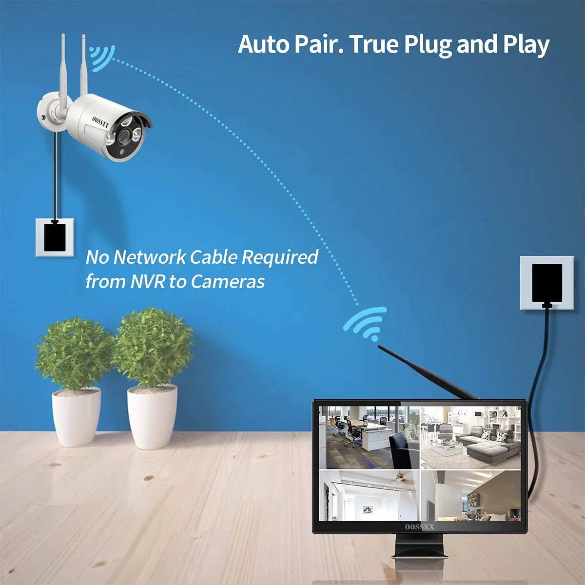 【8ch expandable·audio】 all in one monitor wireless security camera system,home surveillance video camera kits with 10" hd screen,4pcs outdoor/indoor cctv wifi cameras,1tb hdd, waterproof,remote view