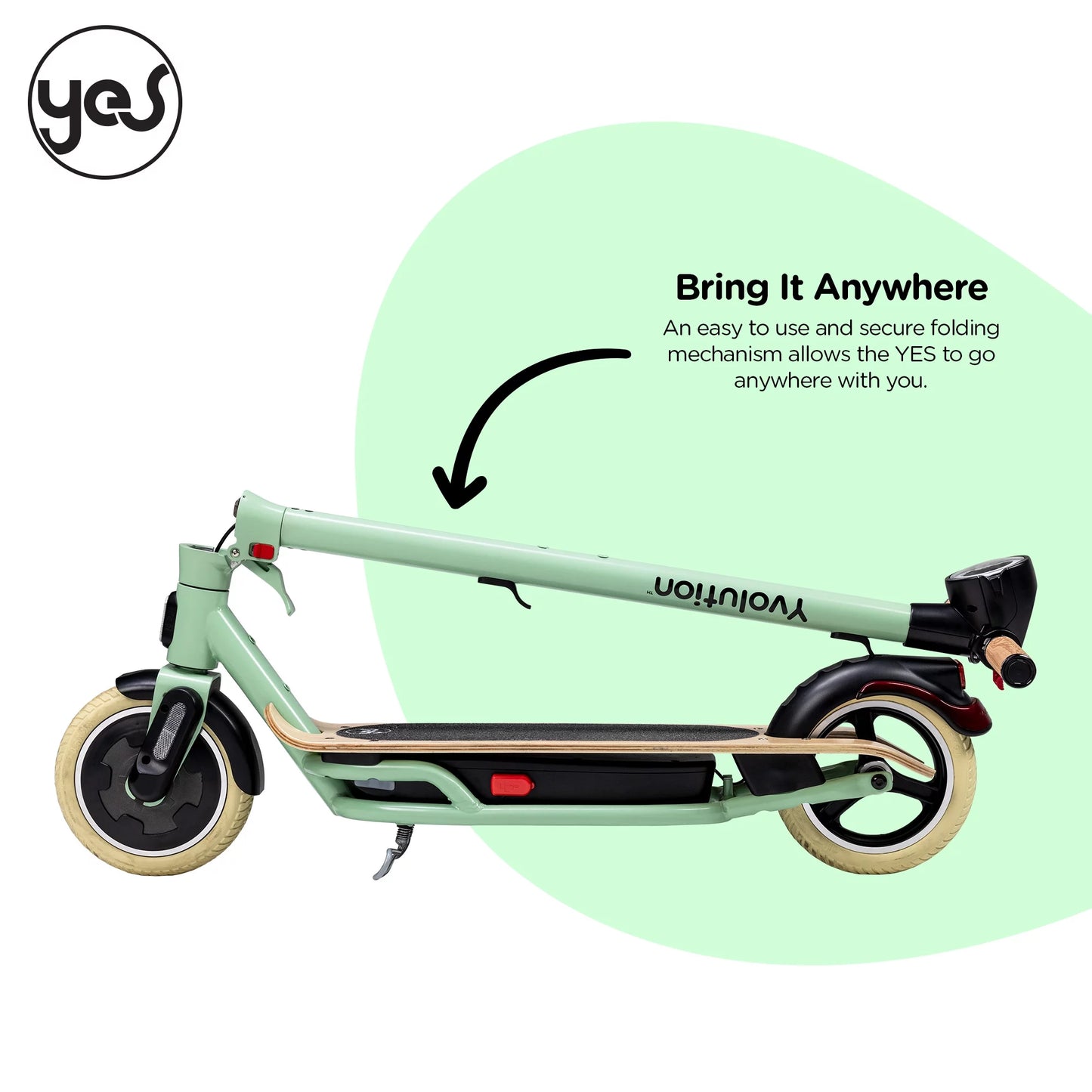 Yvolution yes electric scooter for adults (green) led display, foldable design