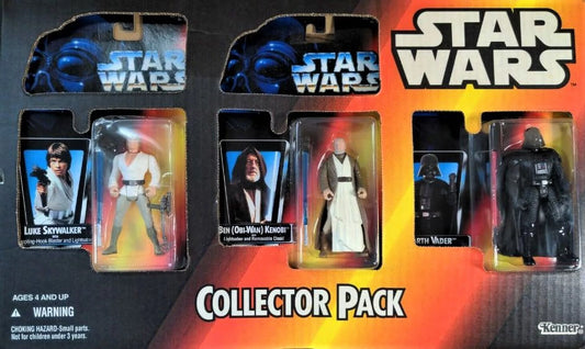 Star wars power of the force luke, obi-wan, vader action figure collector 3-pack