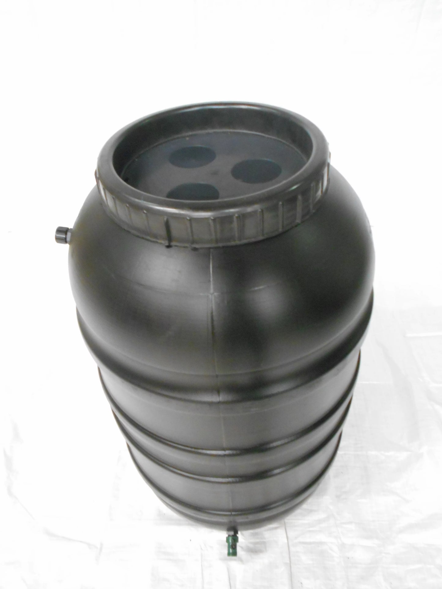 Upcycle products 55 gallon black rain barrel