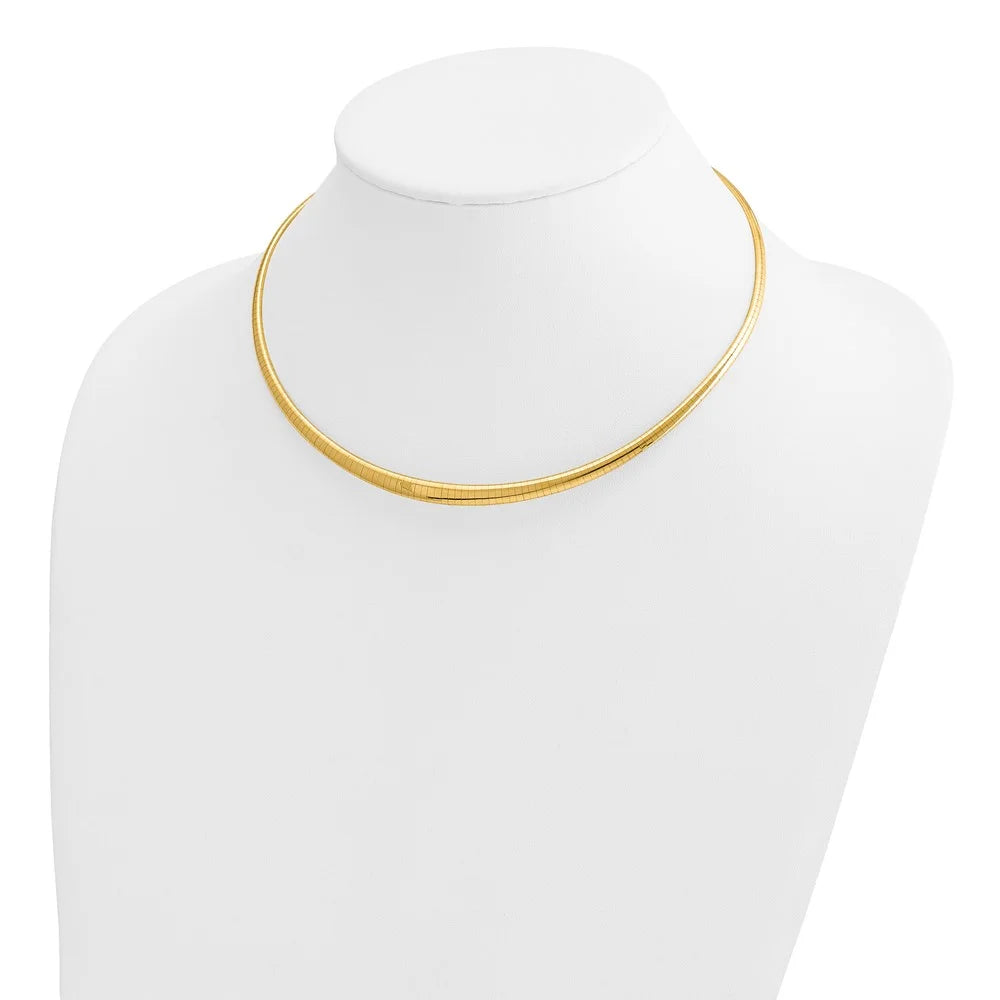 14k polished 3/6mm graduated omega necklace qodg6-16