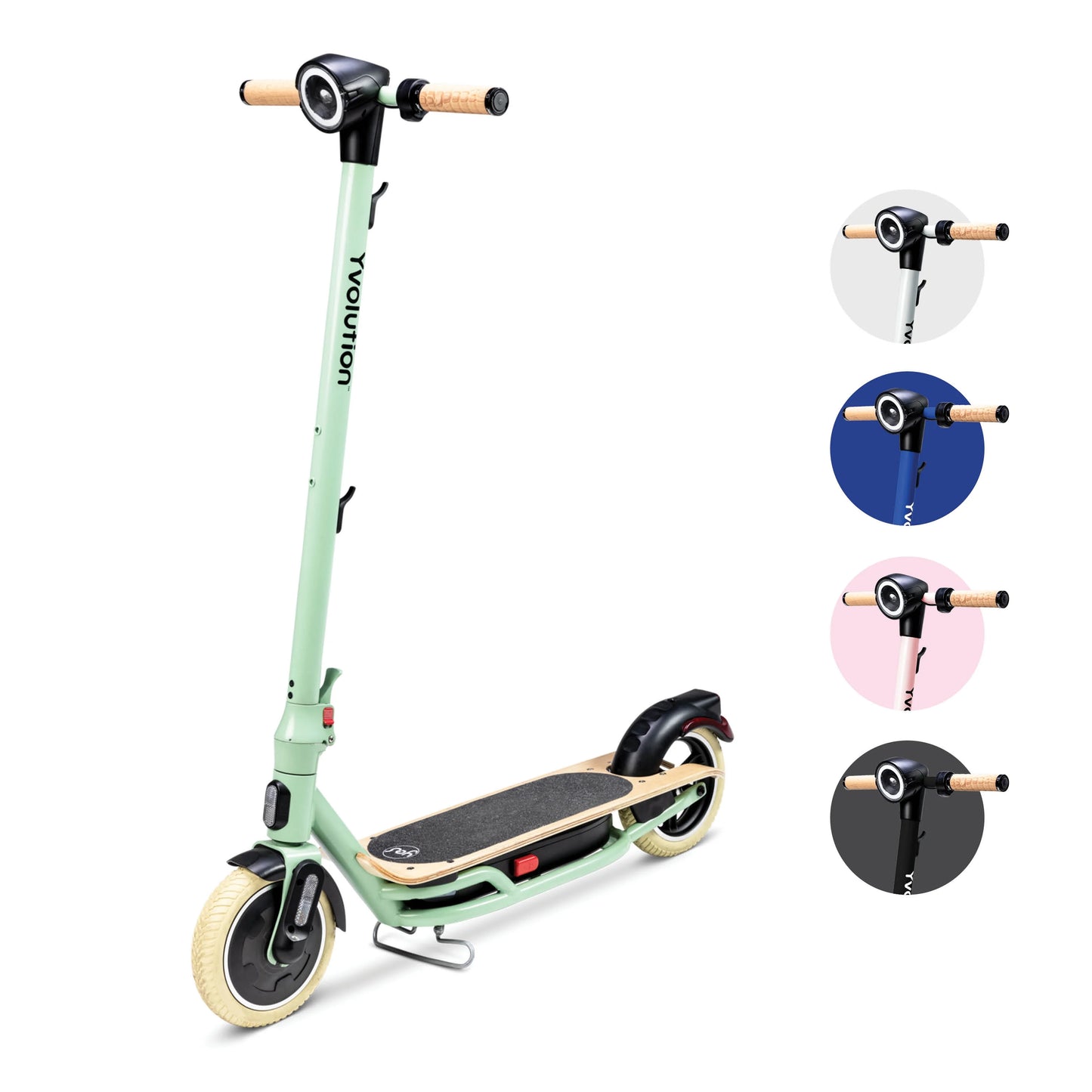 Yvolution yes electric scooter for adults (green) led display, foldable design