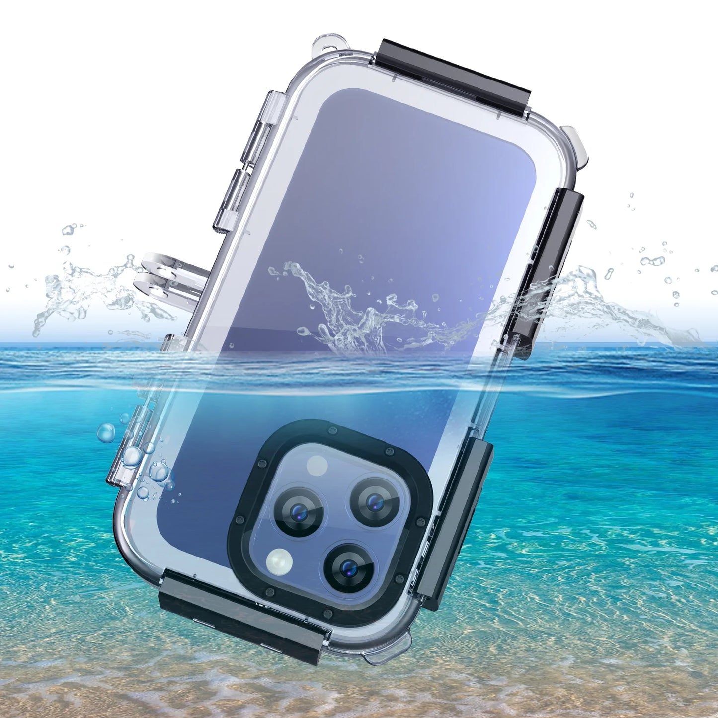 Upgrade one-way valve diving case for iphone 15 pro / 14/14 pro / 13/13 pro / 12/12 pro waterproof housing,40m/130ft underwater diving case ip68 waterproof shockproof dustproof