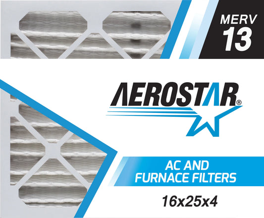 Aerostar 16x25x4  ac and furnace filter -  merv 13, box of 6