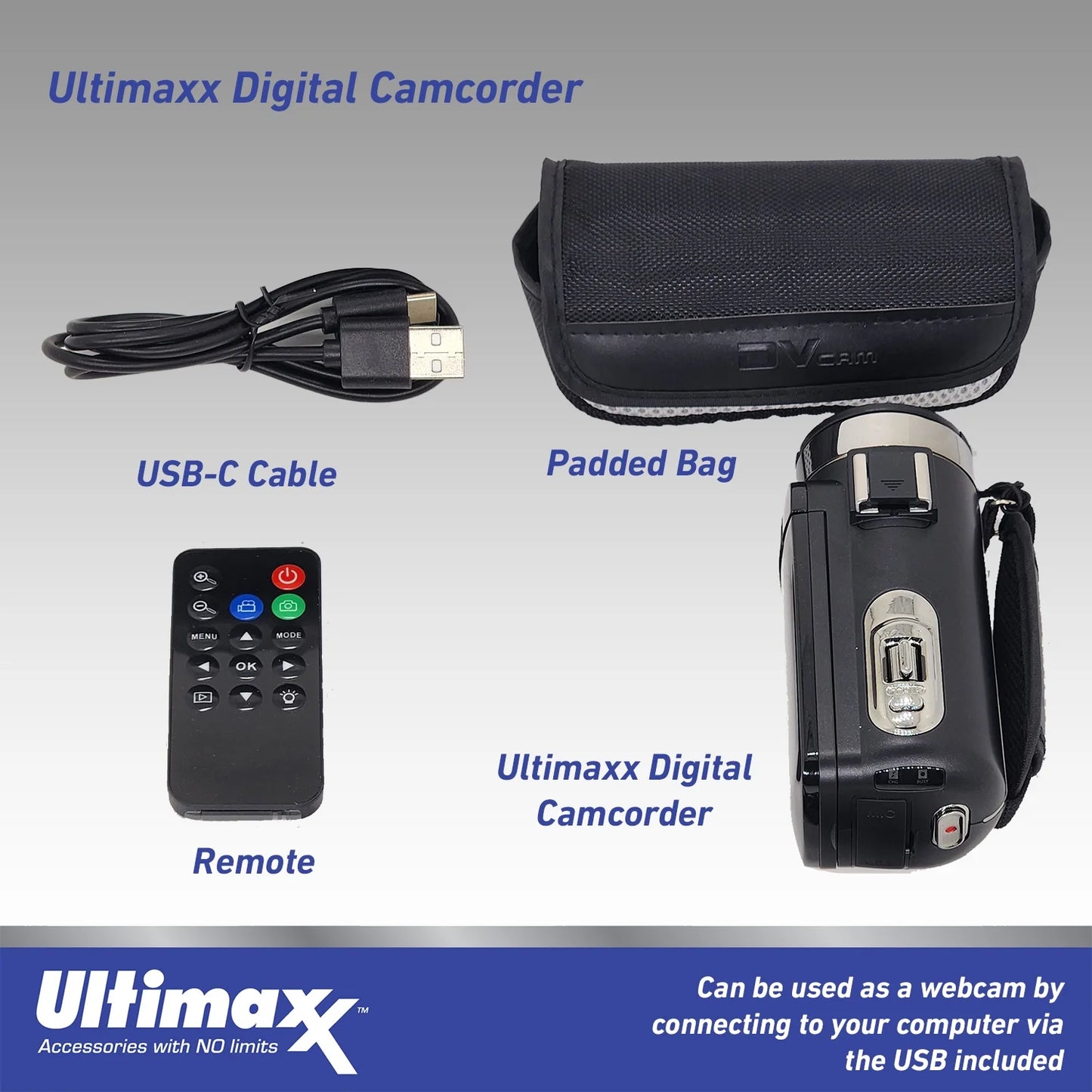 Ultimaxx 4k ultra hd 42mp camcorder video vlog camera with led light bundle