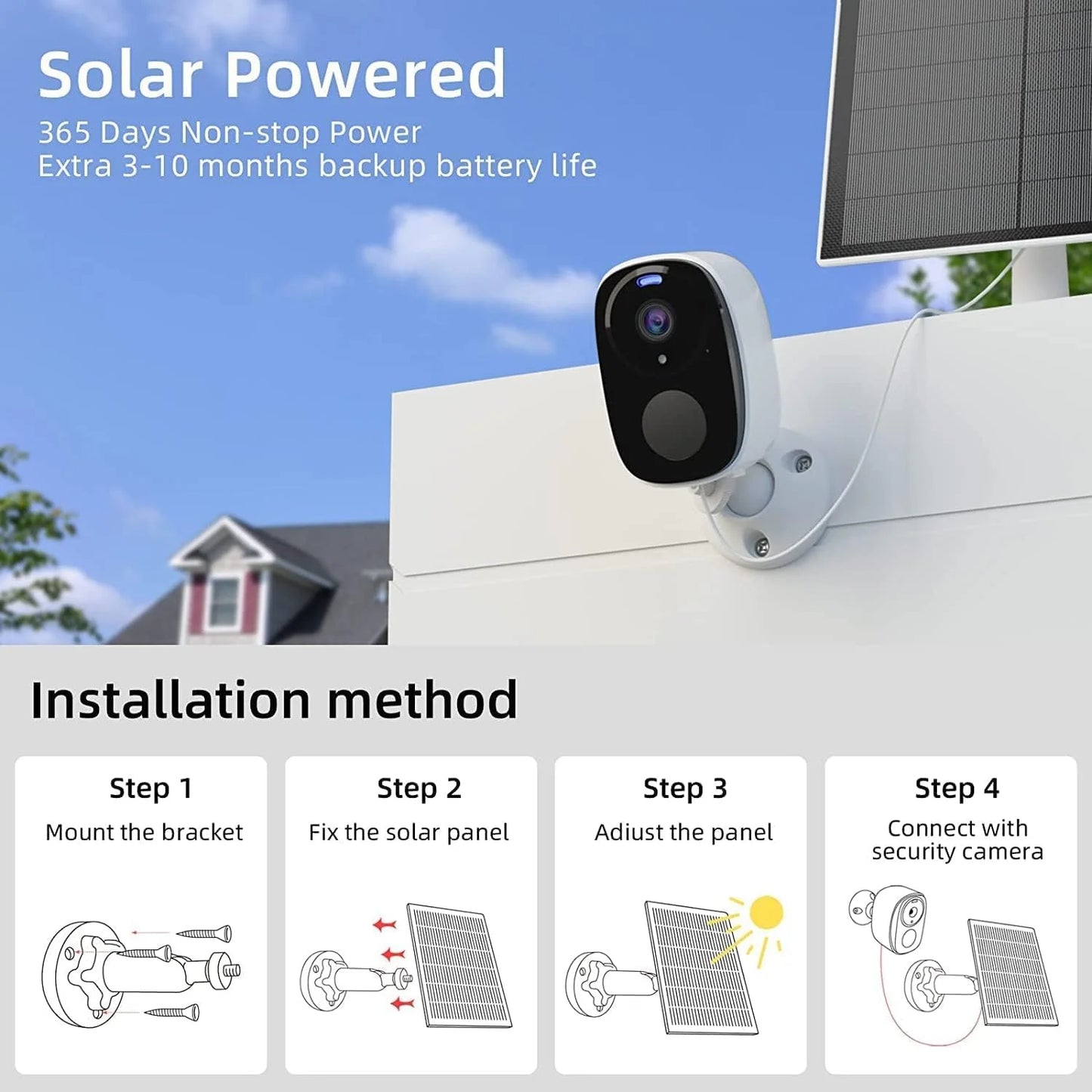 2pack security cameras wireless outdoor with solar panel cameras for home security, 2k home camera with color night vision, ai motion detection, two-way audio, ip65 waterproof, sd card/cloud storage