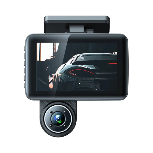 Andoer car video recording camcorder, triple channel dash cam, 4in clear car rearview mirror