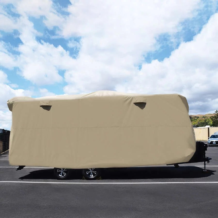 Adco by covercraft 74839 storage lot cover for travel trailer rv, fits 15'1" - 18', tan