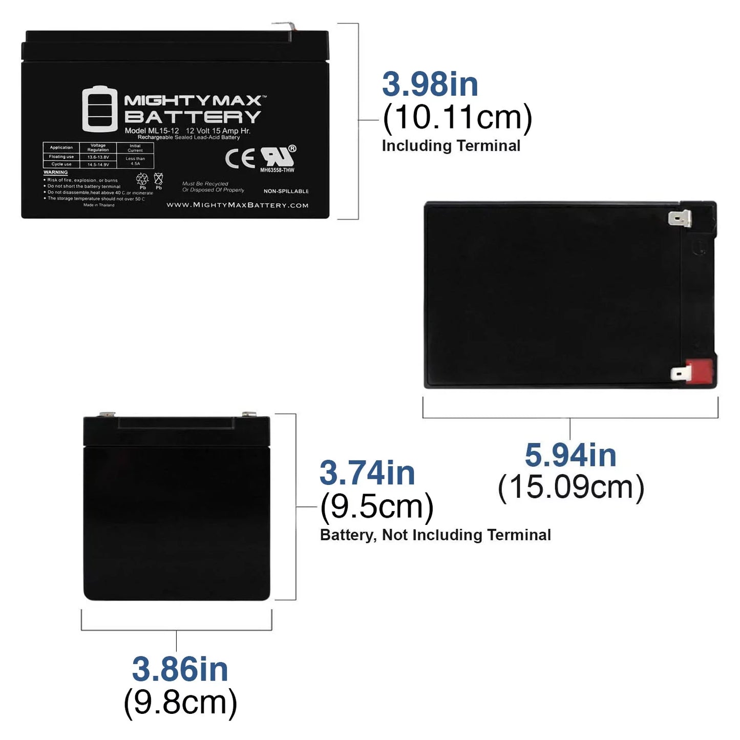 12v 15ah battery replacement for evo 500w electric scooter - 2 pack