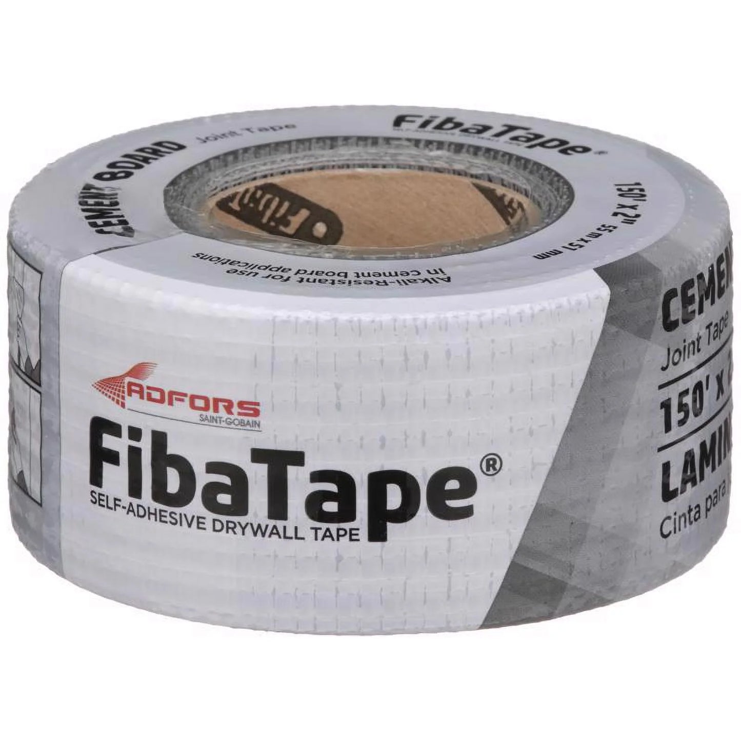 1 pc, saint-gobain adfors fibatape alkali-resistant 150 ft. l x 2 in. w fiberglass mesh gray self adhesive