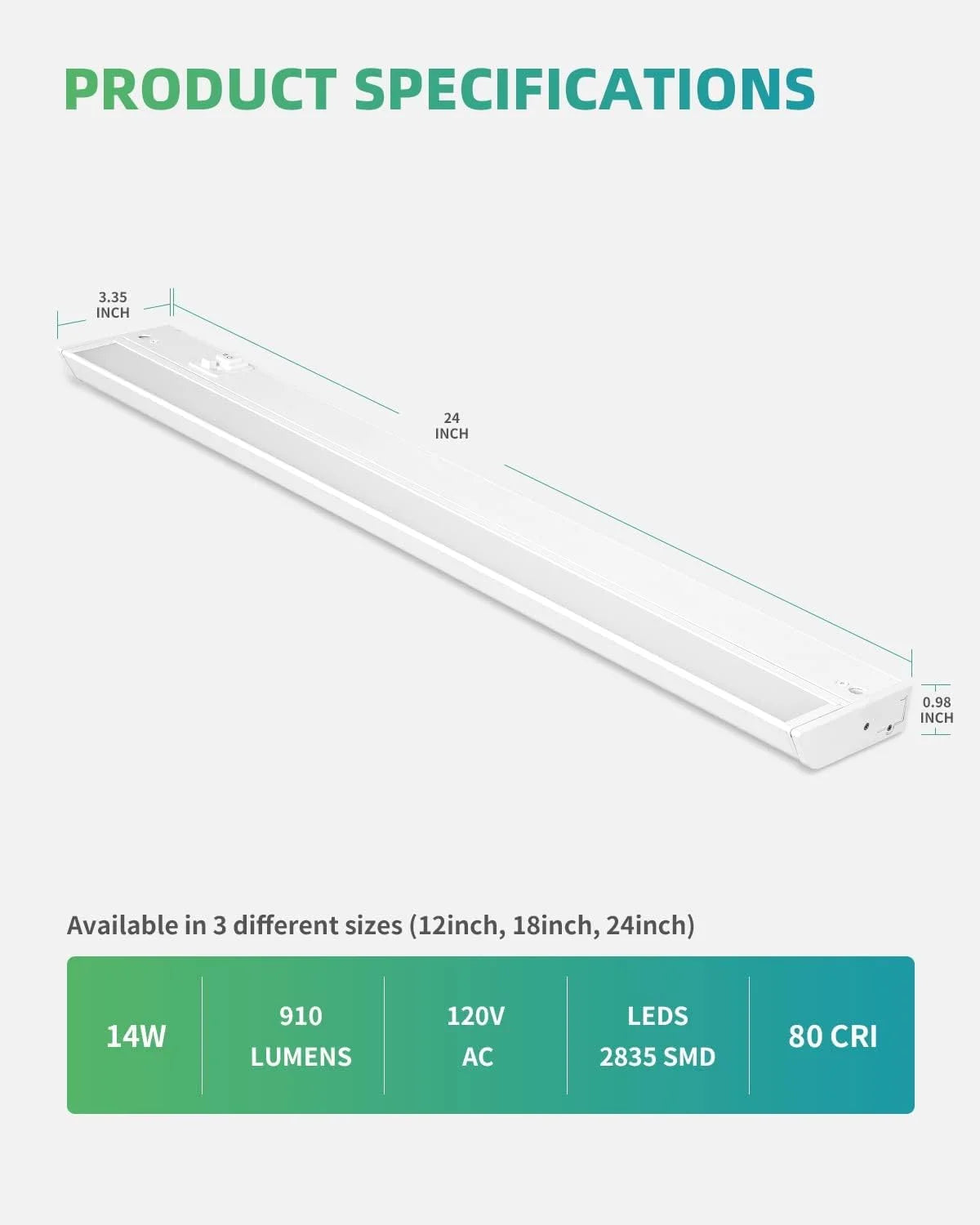 24 inch under cabinet ing or under cabinet 14 watt dimmable under counter s for kitchen 3cct 3000k/4000k/5000k -