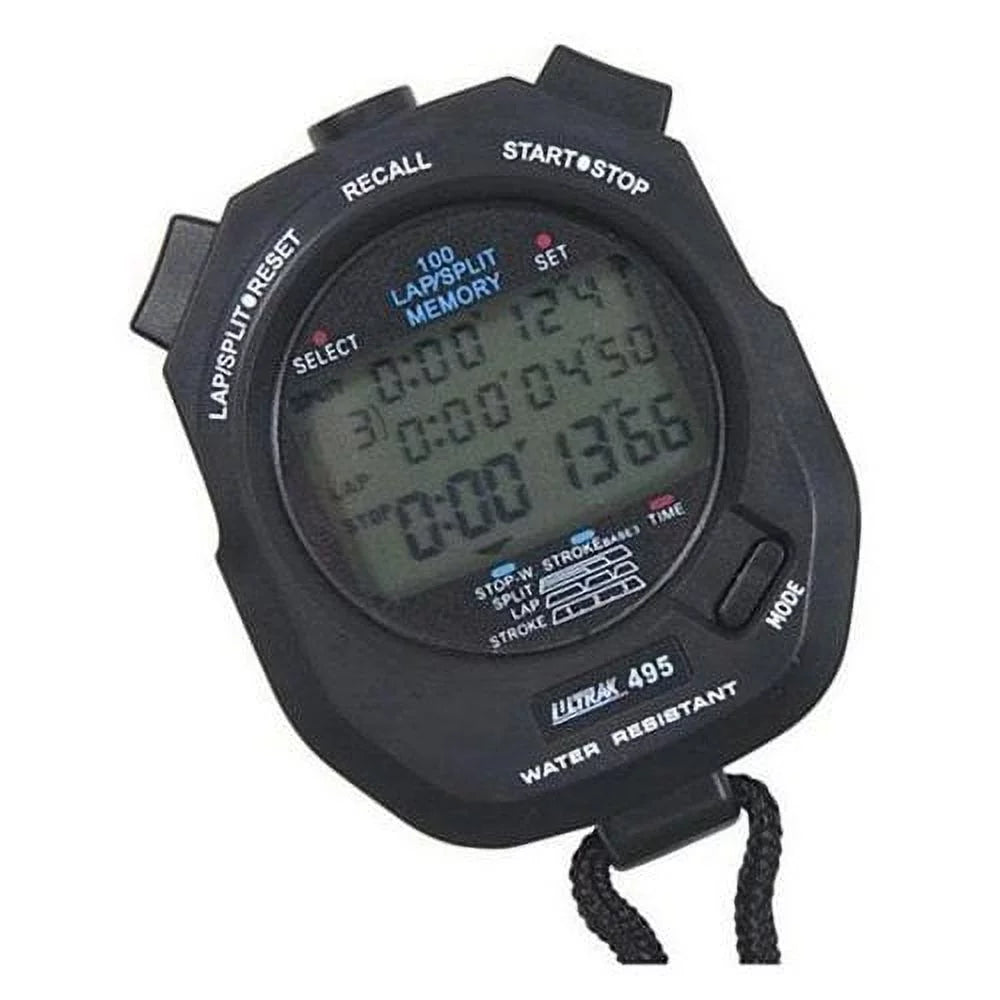 Ultrak 495-100 dual split memory stopwatch - black