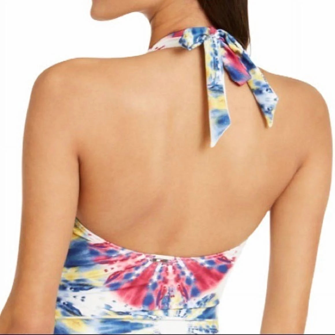 Tommy hilfiger tie-dye tummy control halter one-piece swimsuit, us 18