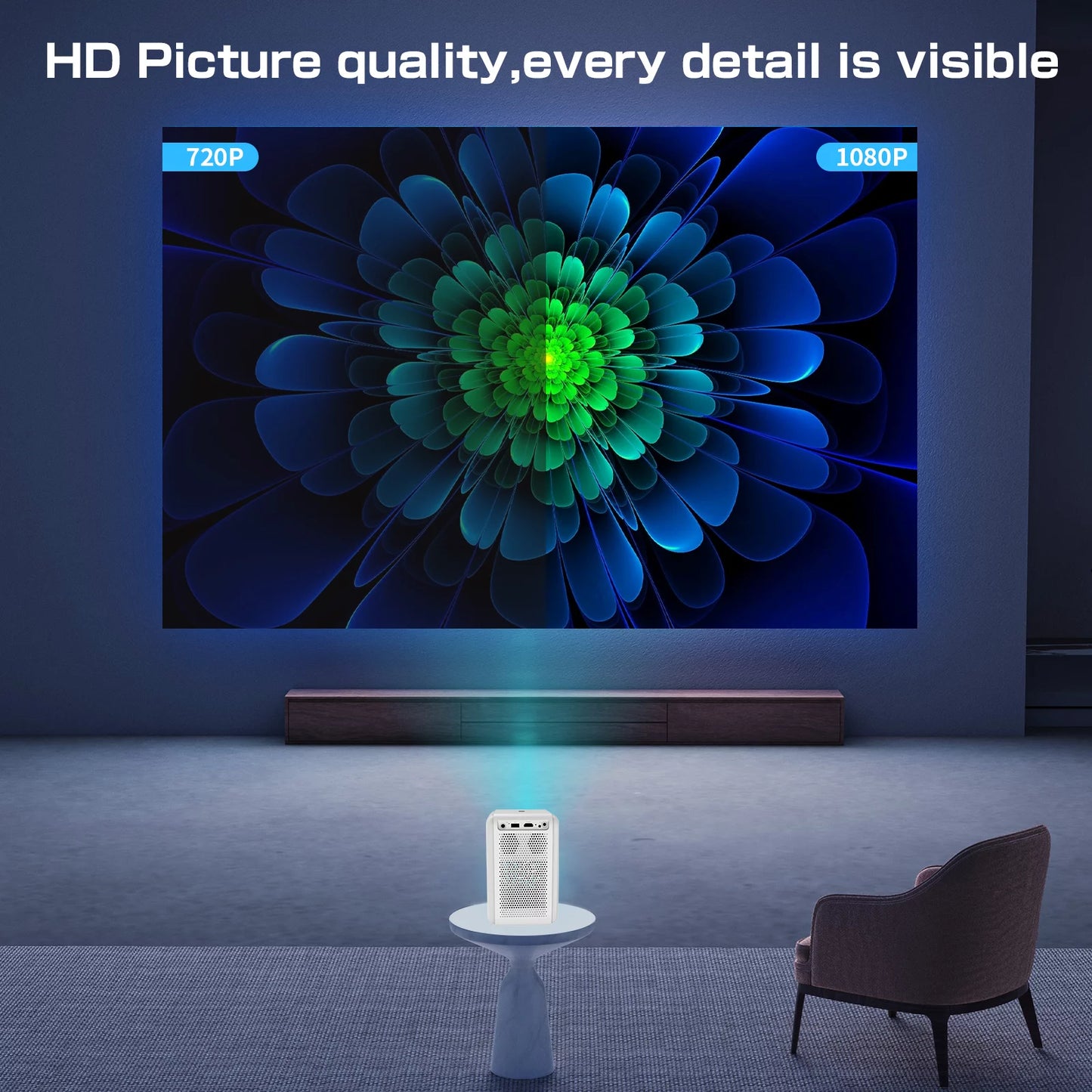 Auto focus projector, native 1080p projector 4k supported, 5g wifi fhd lcd projector, two-way bluetooth 5.2, 1200ansi netflix officially-licensed smart projector, smart home movie projector