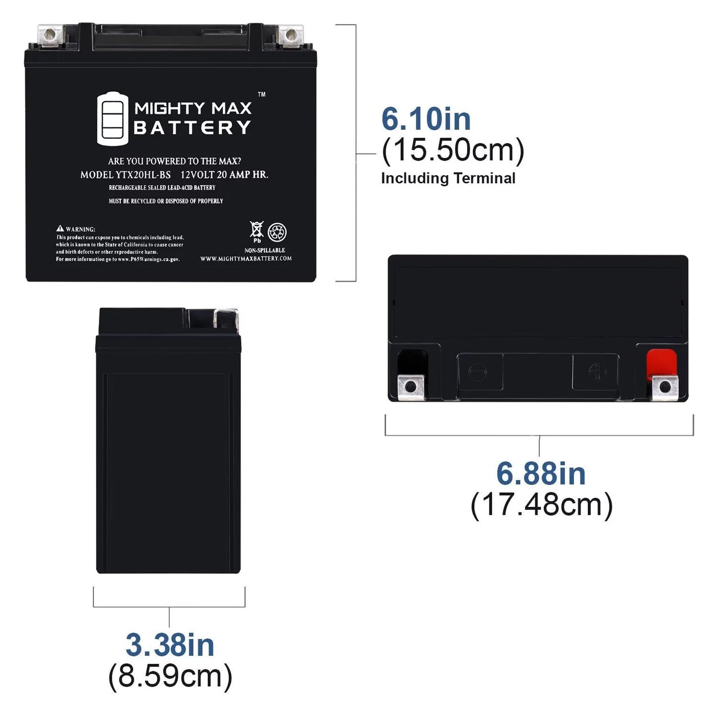 Ytx20hl-bs 12v 20ah sla replacement battery compatible with brp (sea-doo) 1500 gti, gtr 16-22