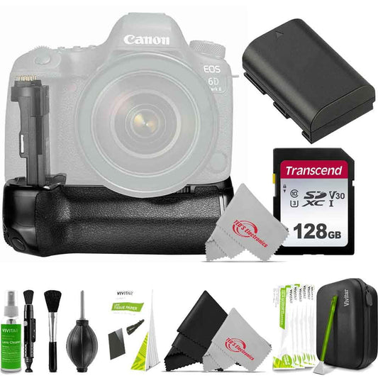 Vivitar battery power grip with lp-e6 battery and accessory kit for canon 6d mii digital slr camera