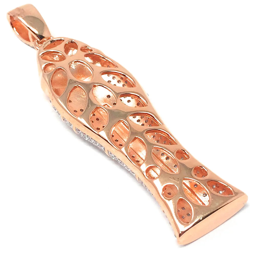 Xl 3.25'' 10k rose gold on real sterling silver lab diamonds egyptian pharaoh king tut mummy pendant charm