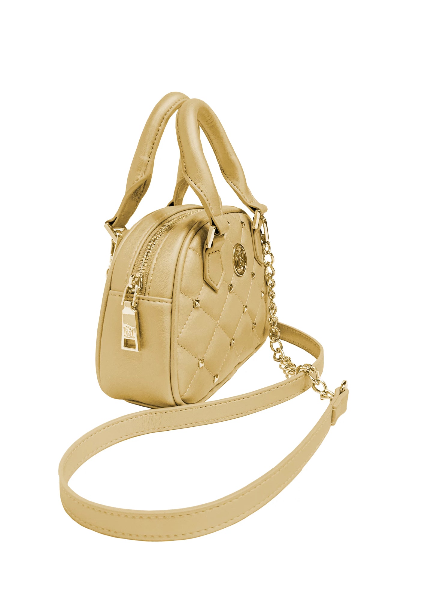 Badgley mischka metallic gold crossbody dome bag