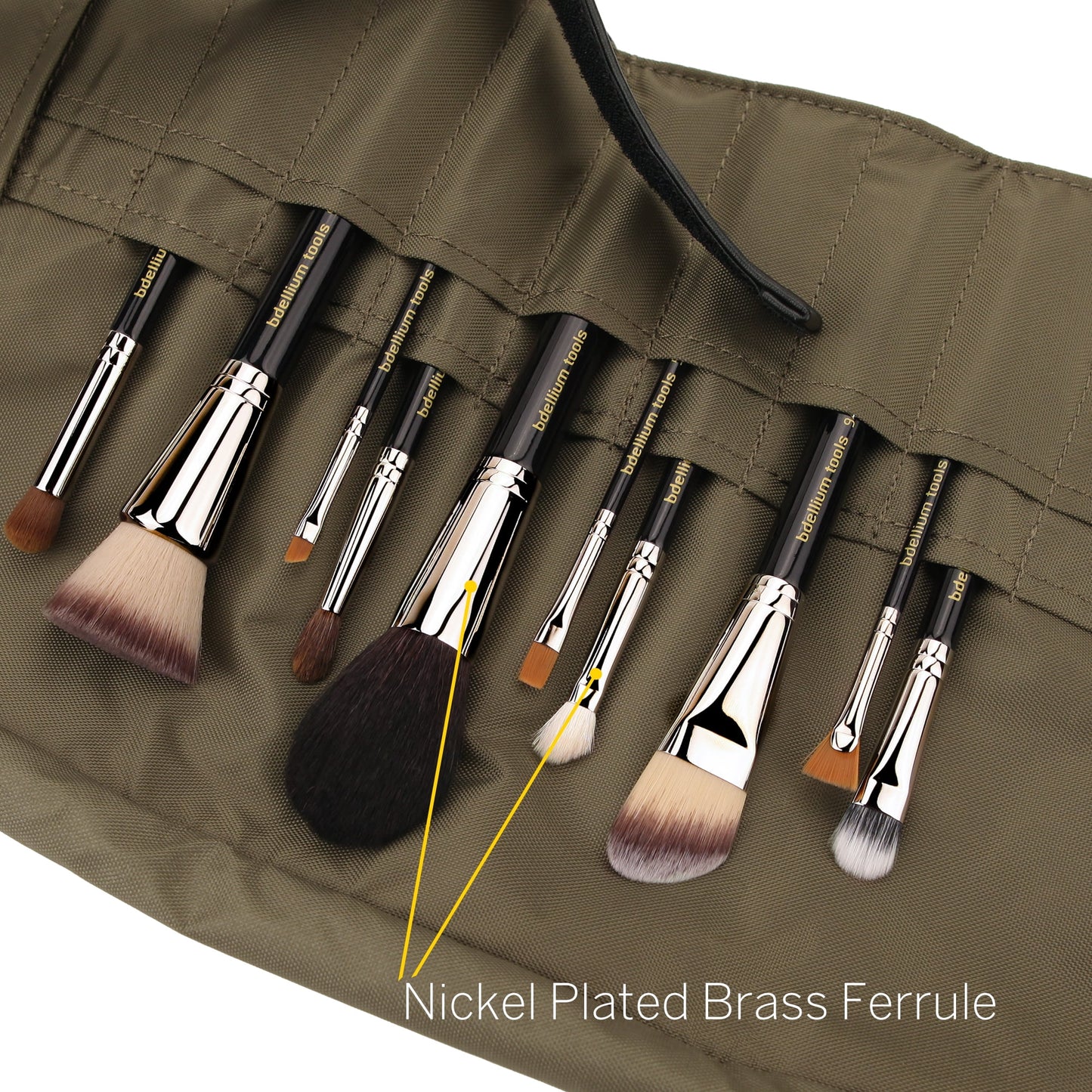 Bdellium tools professional makeup maestro series the key essential 10pc. brush set with roll-up pouch