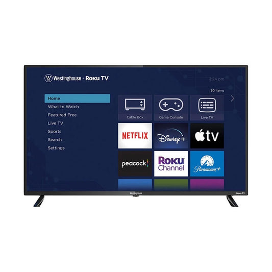 Westinghouse - 43" 4k uhd smart roku tv with hdr - remote, power cable, stand legs, screws, 2 batteries included