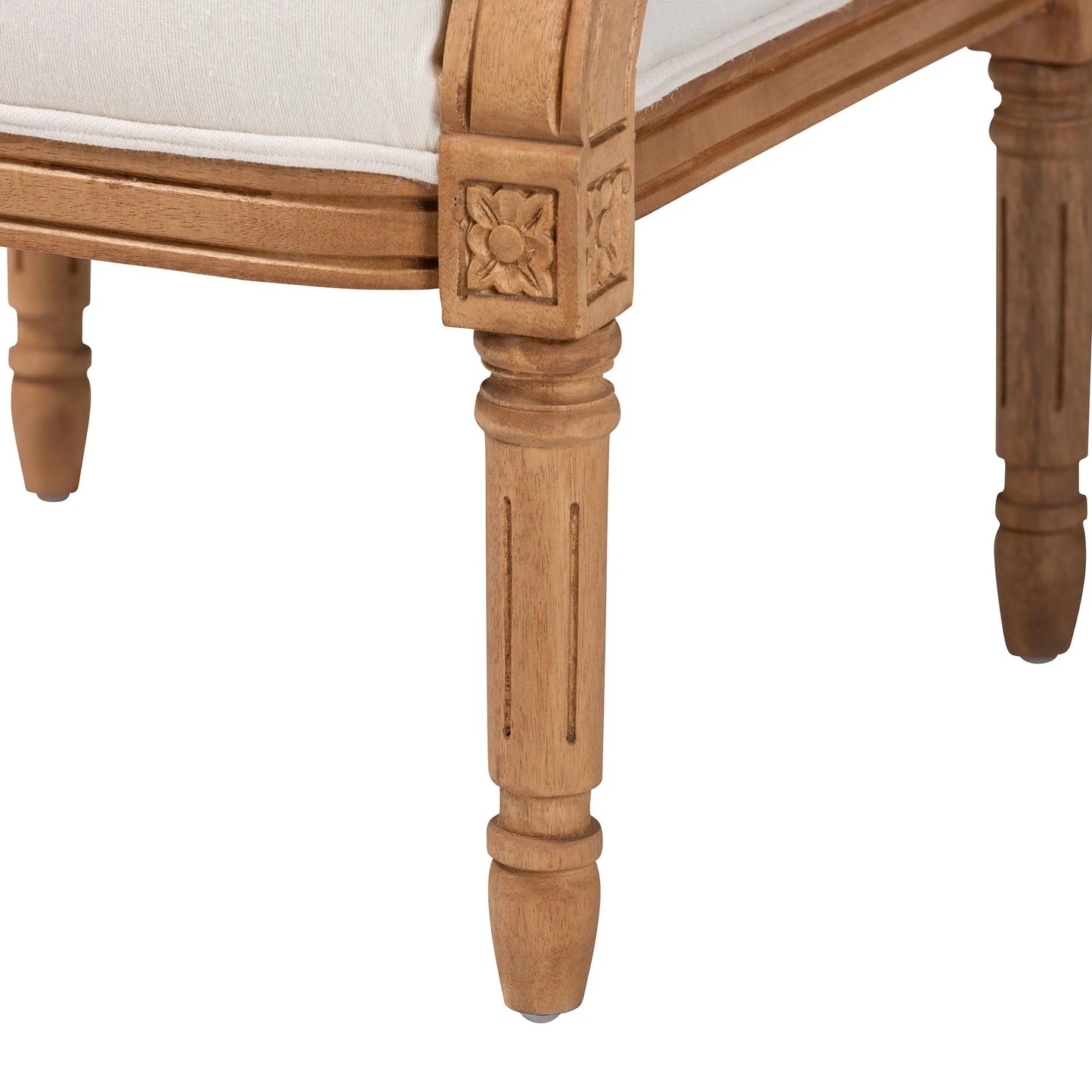 Baxton studio garridan traditional french beige fabric and honey oak finished wood accent chair