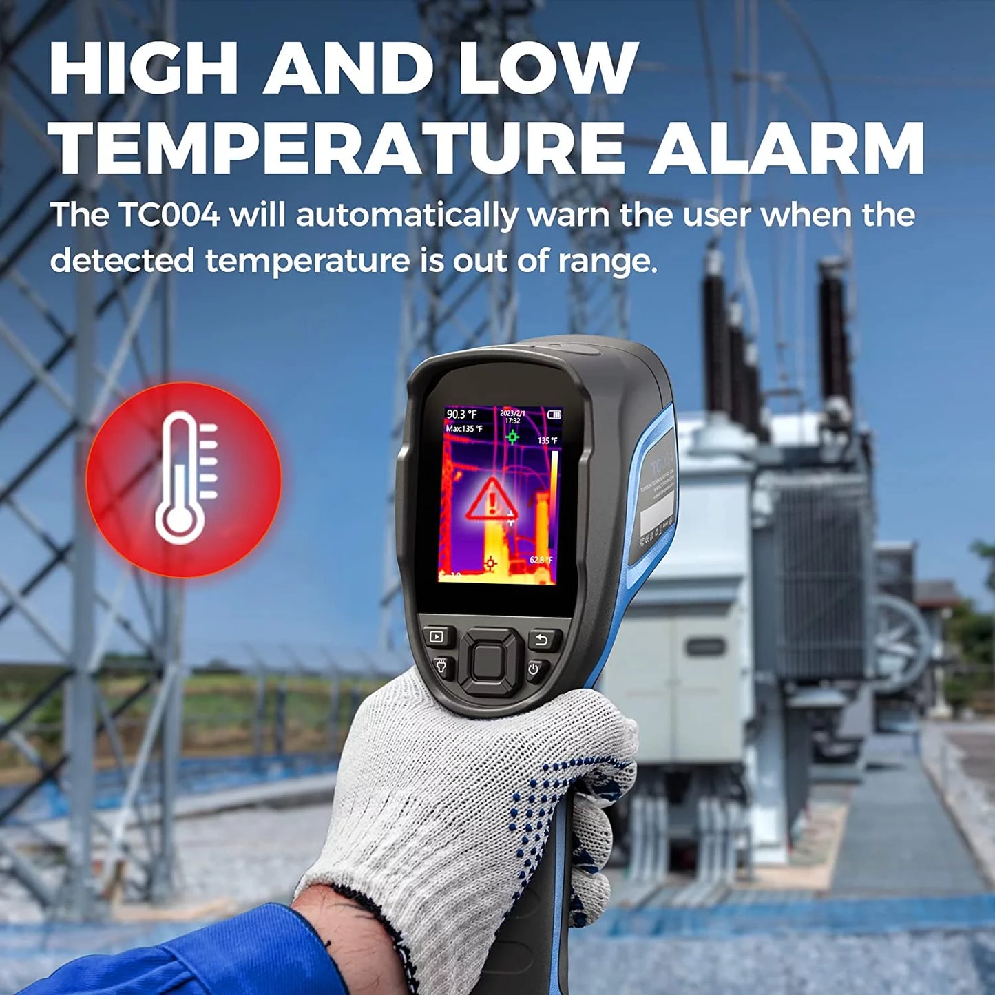 Thermal imaging camera, topdon tc004 256 x 192 ir high resolution 12-hour battery life thermal camera handheld infrared camera