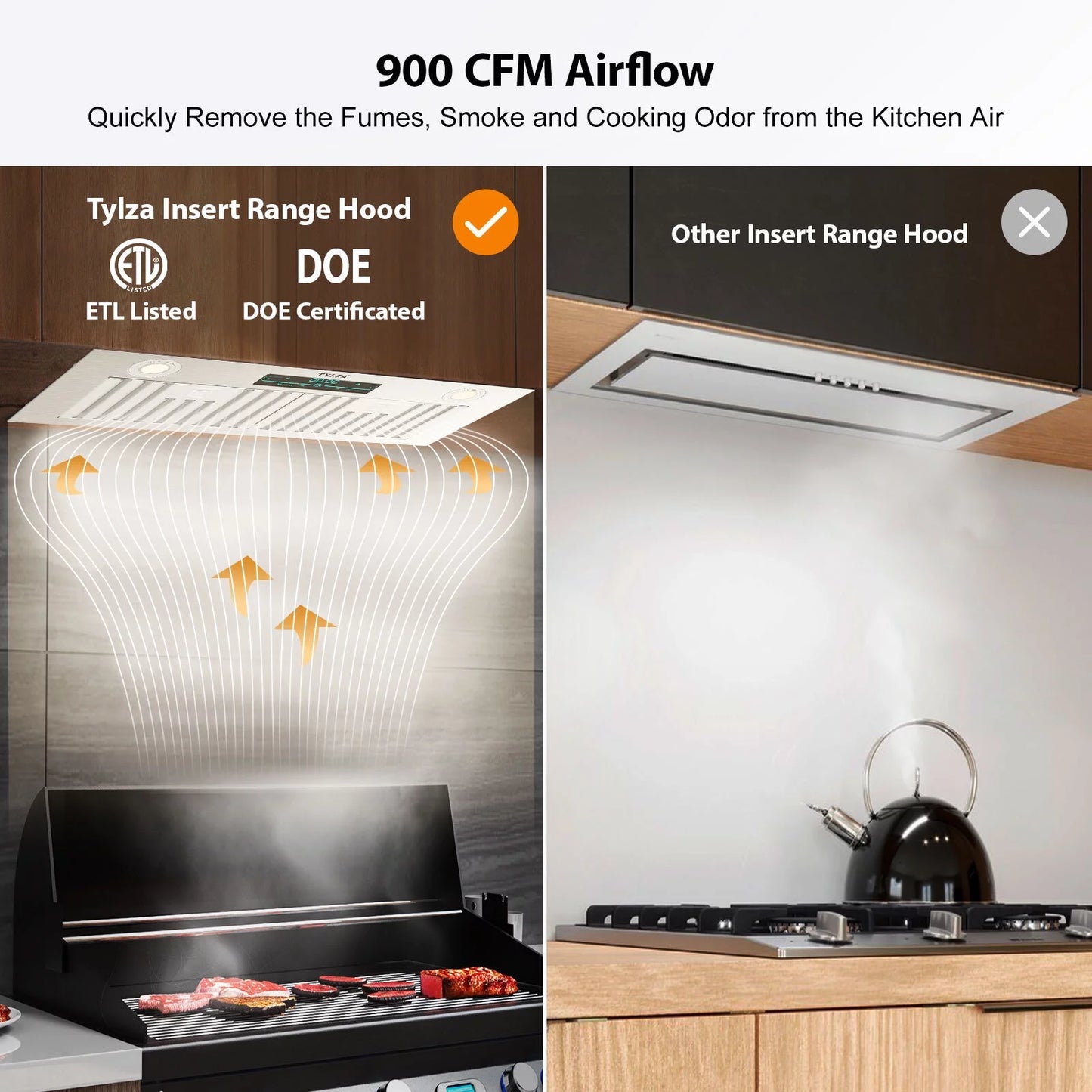 30" under cabinet range hood kitchen stove vent hood, with 900 cfm, 4 speed gesture sensing&touch control panel