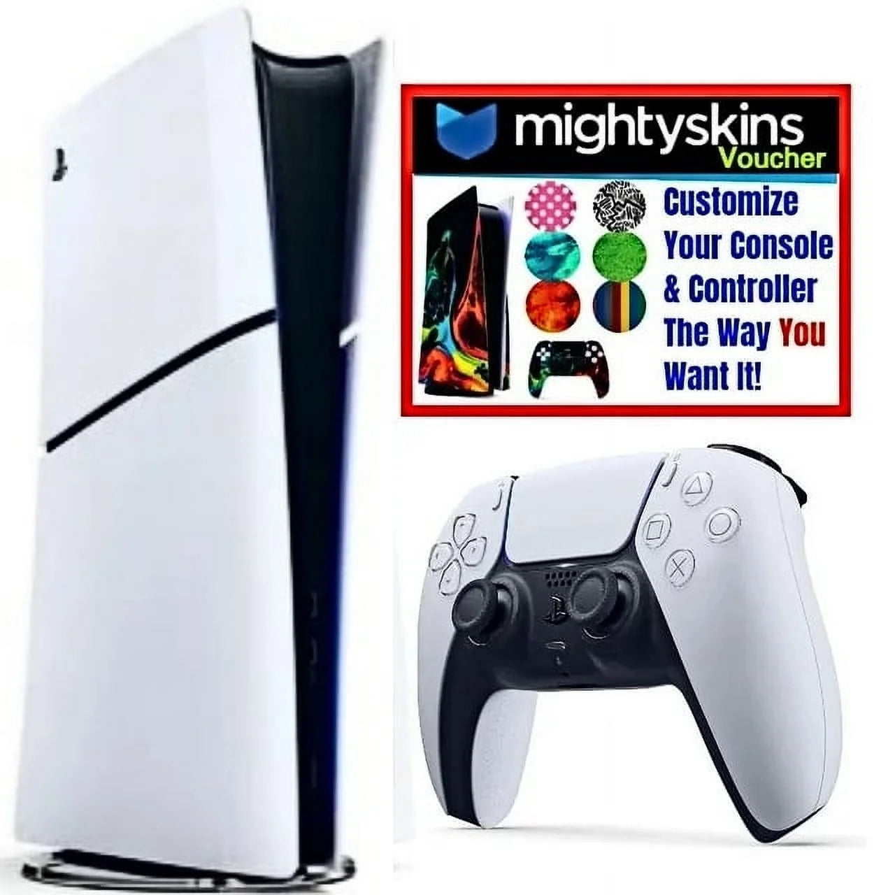 Sony playstation 5 (ps5) digital console slim edition w/ mightyskins custom skin code voucher - bundle