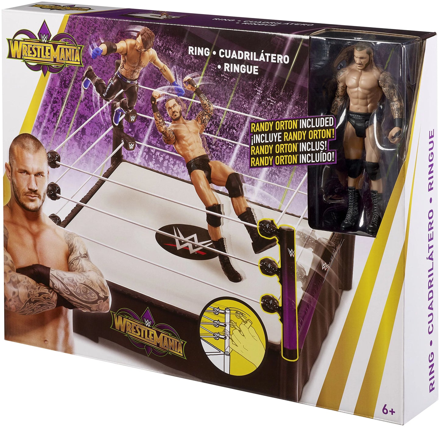 Wwe wrestling wrestlemania ring playset [includes randy orton]