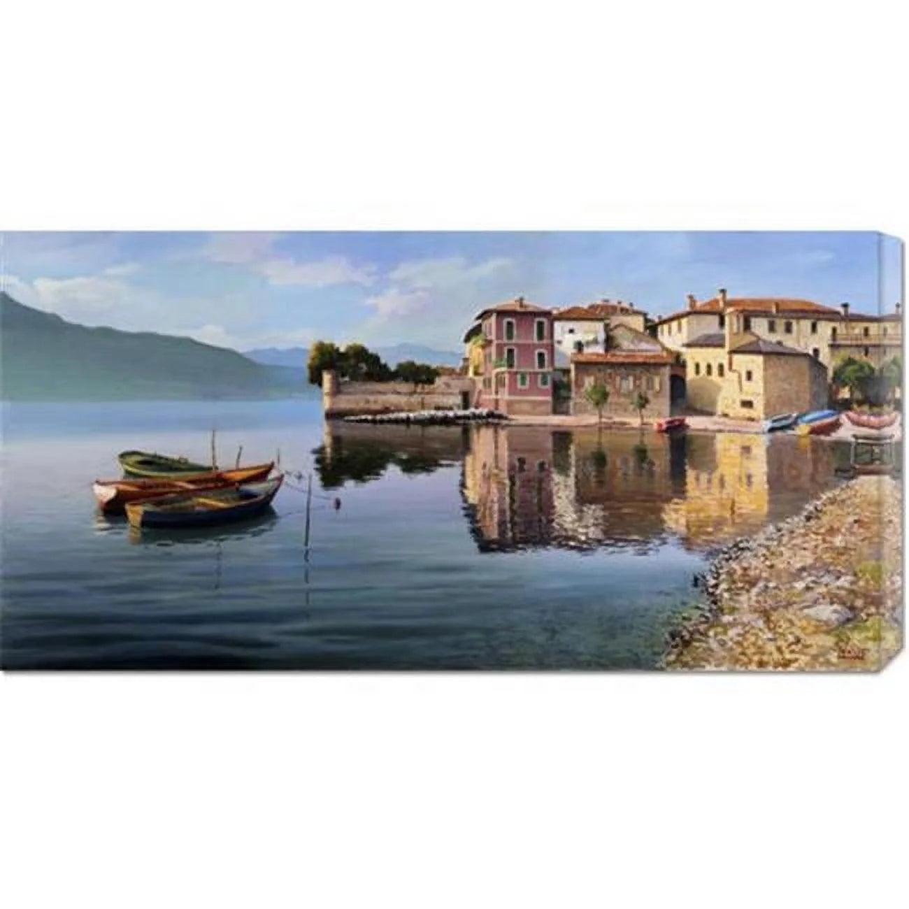 Adriano galasso 'paese sul  lago' stretched canvas