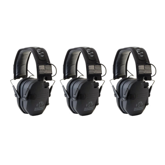 Walker's razor slim electronic shooting muffs 3-pack, black america patch