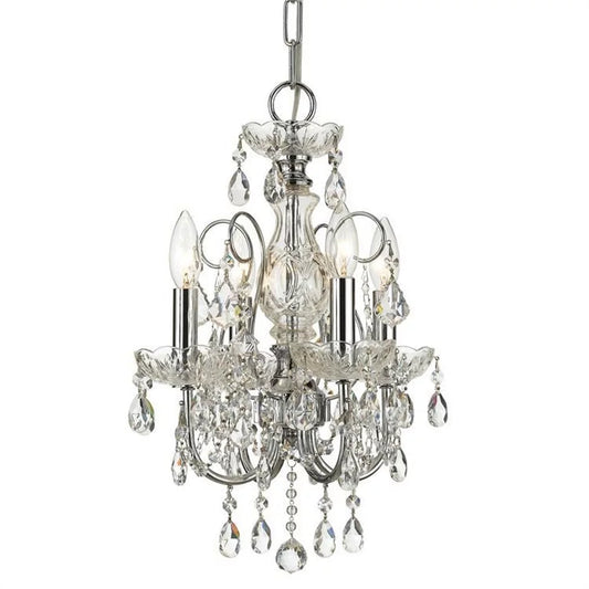 4 light mini chandelier-swarovski spectra crystal type-polished chrome finish   -traditional installation crystorama lighting 3224-ch-cl-saq