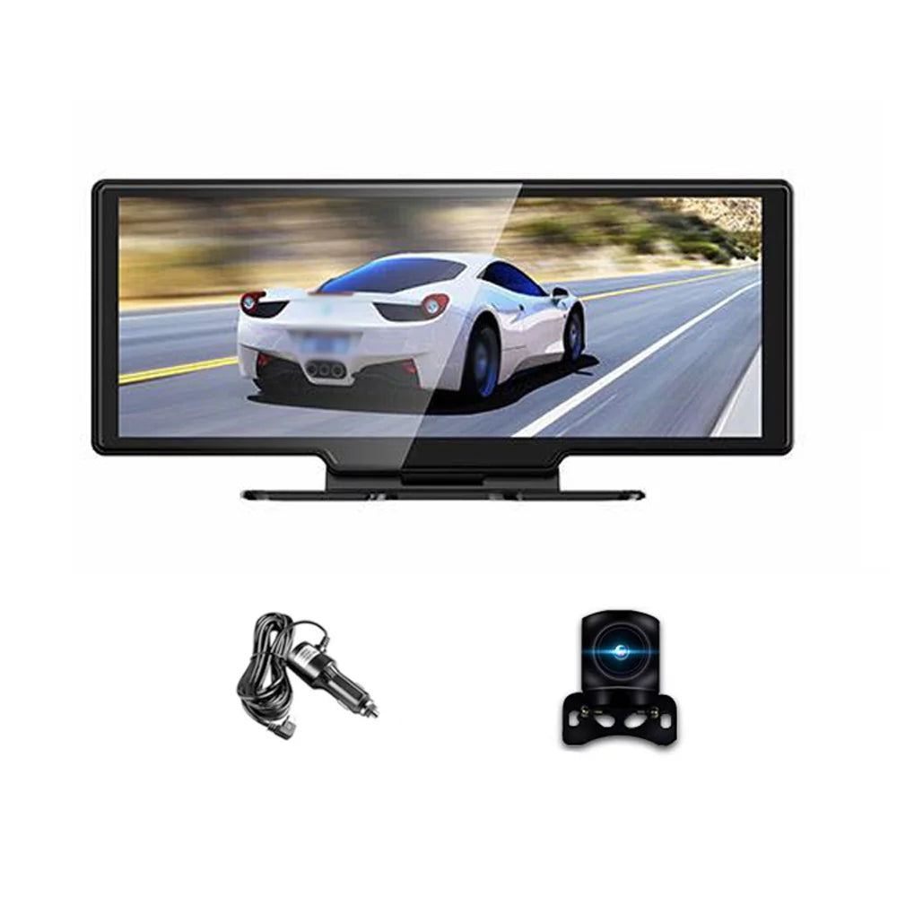 4k dvr dash front & rear driving recorder, 10.26 inch touchscreen, wifi, g-sensing, loop recording, hands-free calling dash camera for carplay android auto