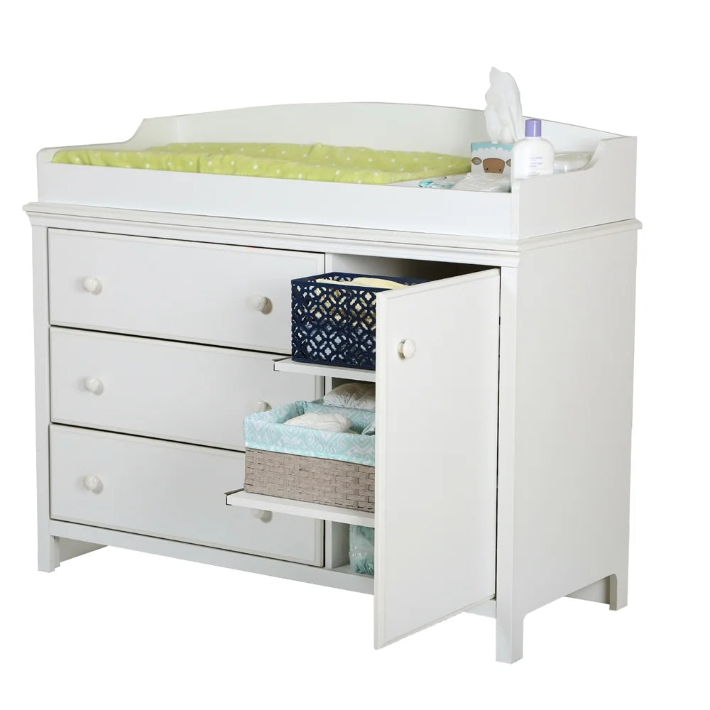 South shore furniture south shore cotton candy changing table with removable changing station, pure white