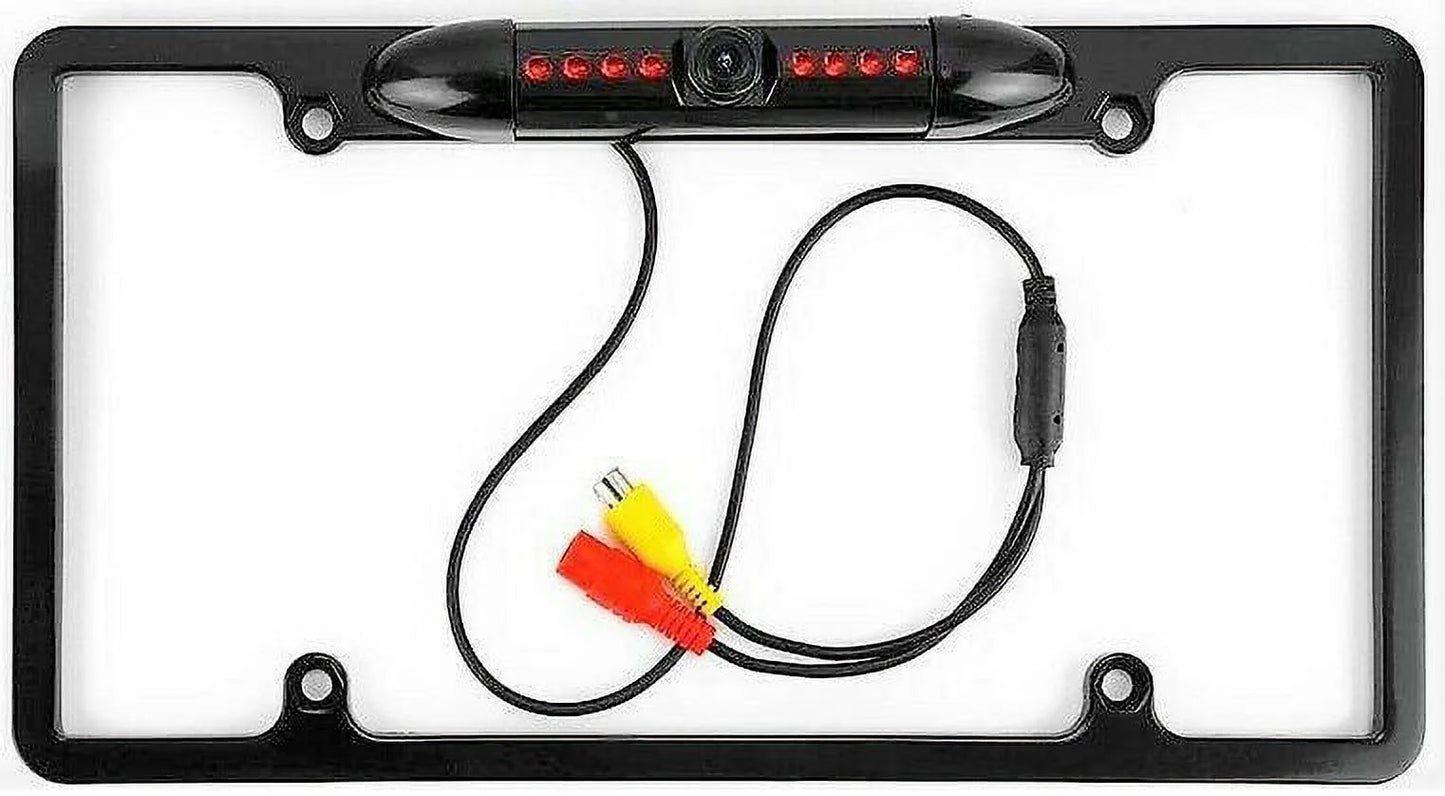 Us car license plate frame backup rear view camera night vision parking 8ir blac