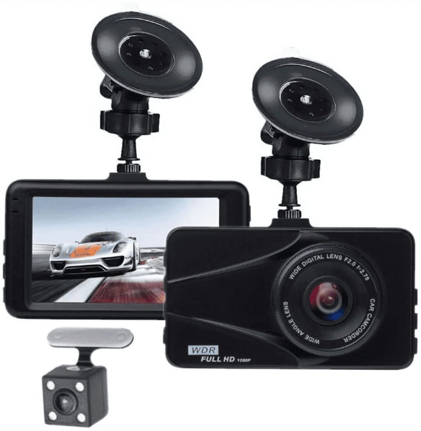 T670 plus dvr dash cam for chrysler dual travel recorder full hd 3" lcd screen 170° wide angle, wdr, g-sensor, loop recording motion detection excellent video images