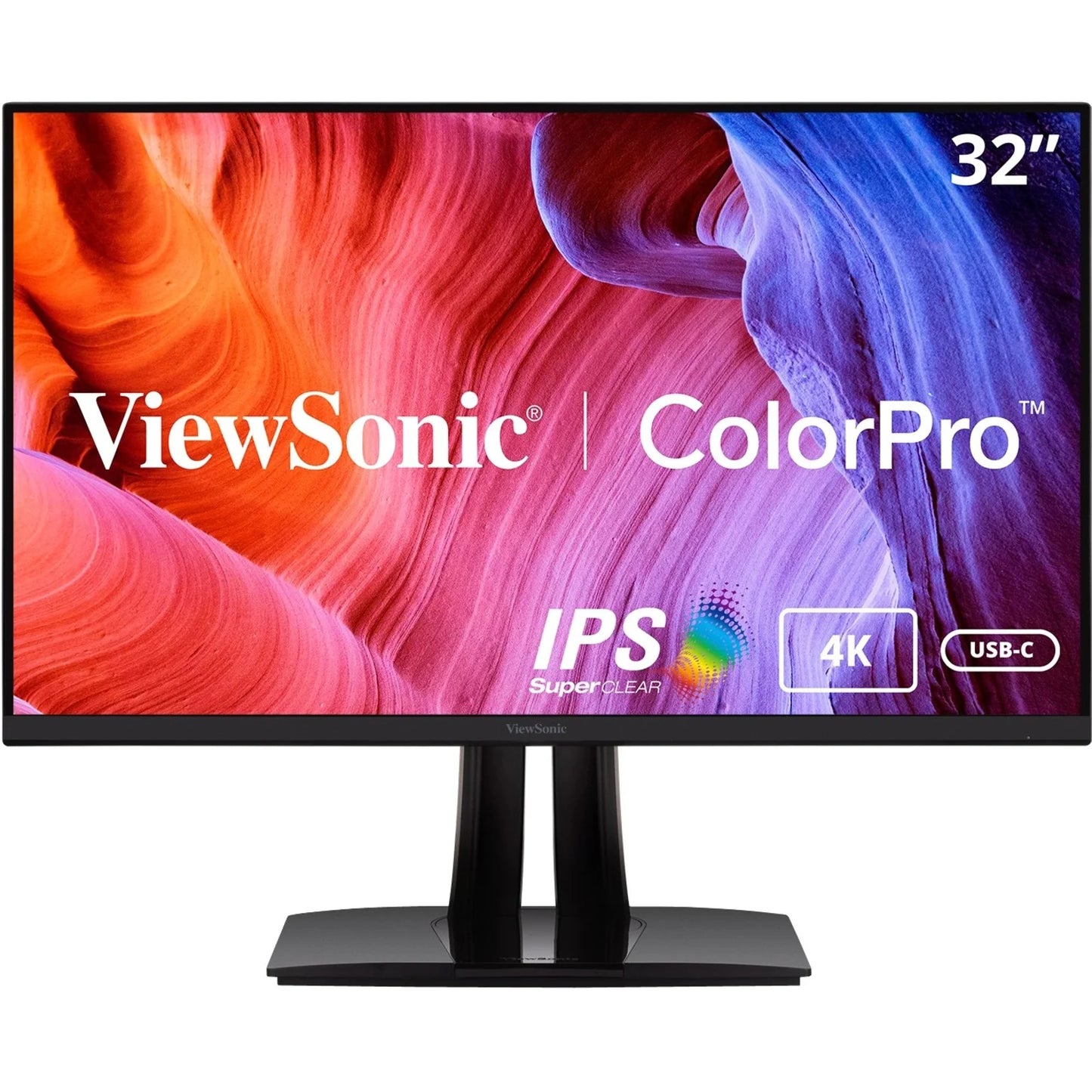 Viewsonic vp3256-4k 32 inch premium ips 4k ergonomic monitor with ultra-thin bezels, color accuracy, pantone validated, hdmi, displayport and usb c for professional home and office