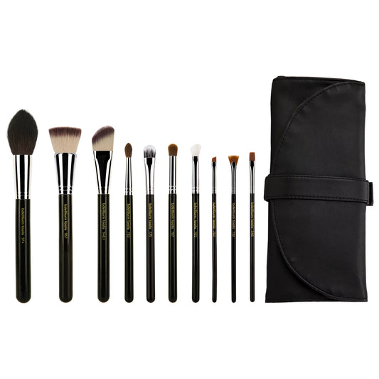 Bdellium tools professional makeup maestro series the key essential 10pc. brush set with roll-up pouch