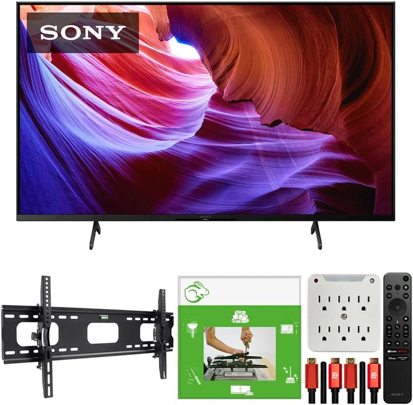 Sony kd50x85k 50" x85k 4k hdr led tv with smart google tv (2022 model) bundle with taskrabbit installation services + deco gear wall mount + hdmi cables + surge adapter