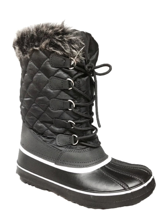 Womens mid-calf warm fur lined snow boots waterproof outdoor non-slip winter shoes