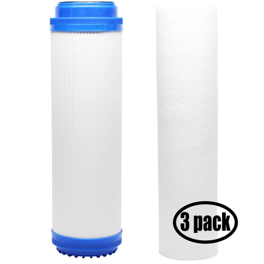 3-pack replacement for filter kit for aqua pure ss24 epe-316l ro system - includes polypropylene sediment filter & granular activated carbon filter - denali pure brand