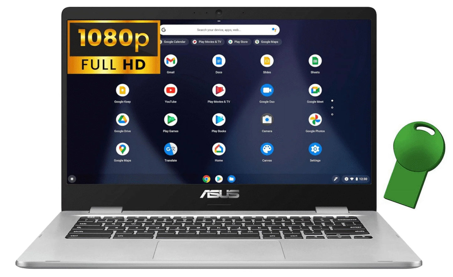 Asus (renewed) c423na chromebook 14 14" fhd laptop computer, intel celeron n3350 processor, 8gb lpddr4 ram, 64gb emmc, 802.11ac wifi, bluetooth, usb type-c, silver, chrome os