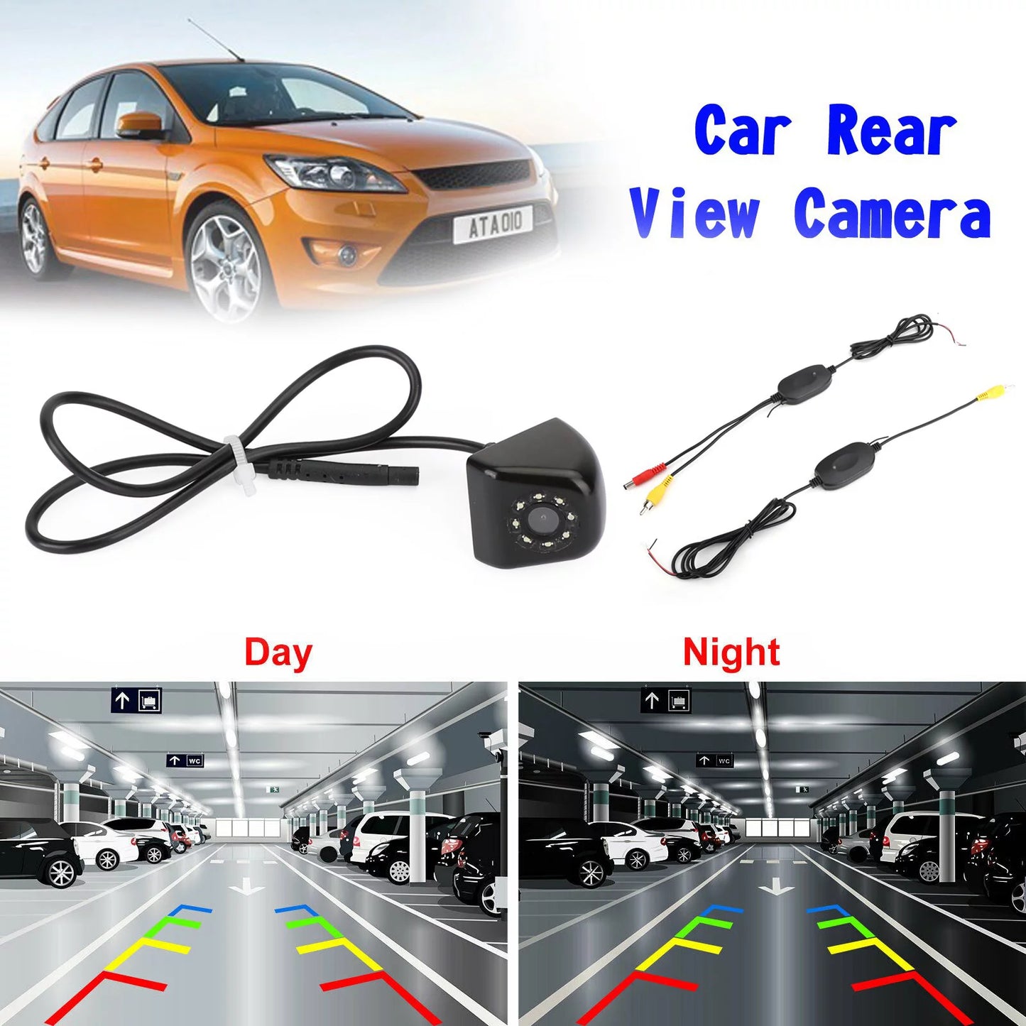 Wireless car rear view reverse backup parking camera waterproof night view cmos