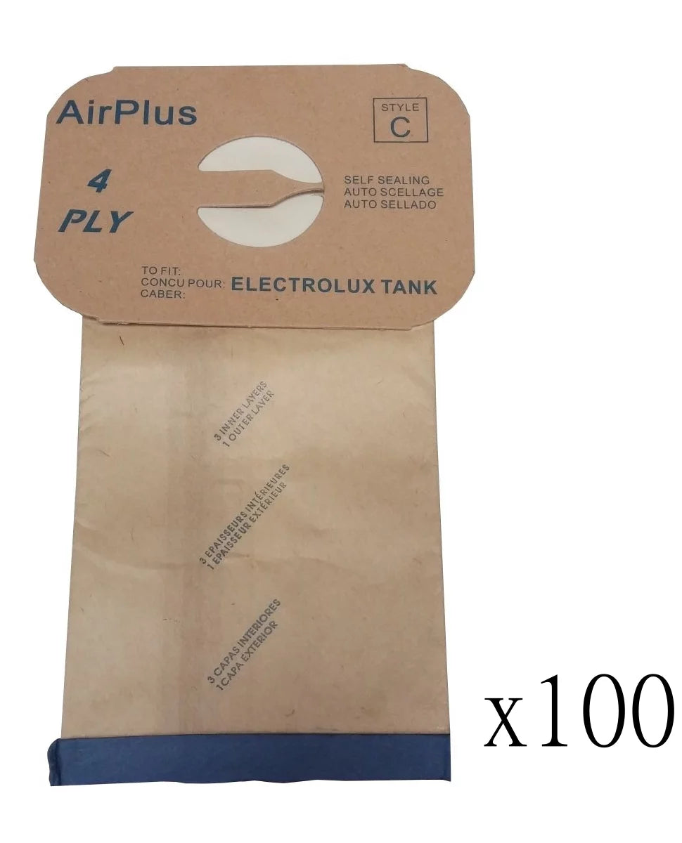 (100) c style vacuum bags for electrolux - 4 ply filter