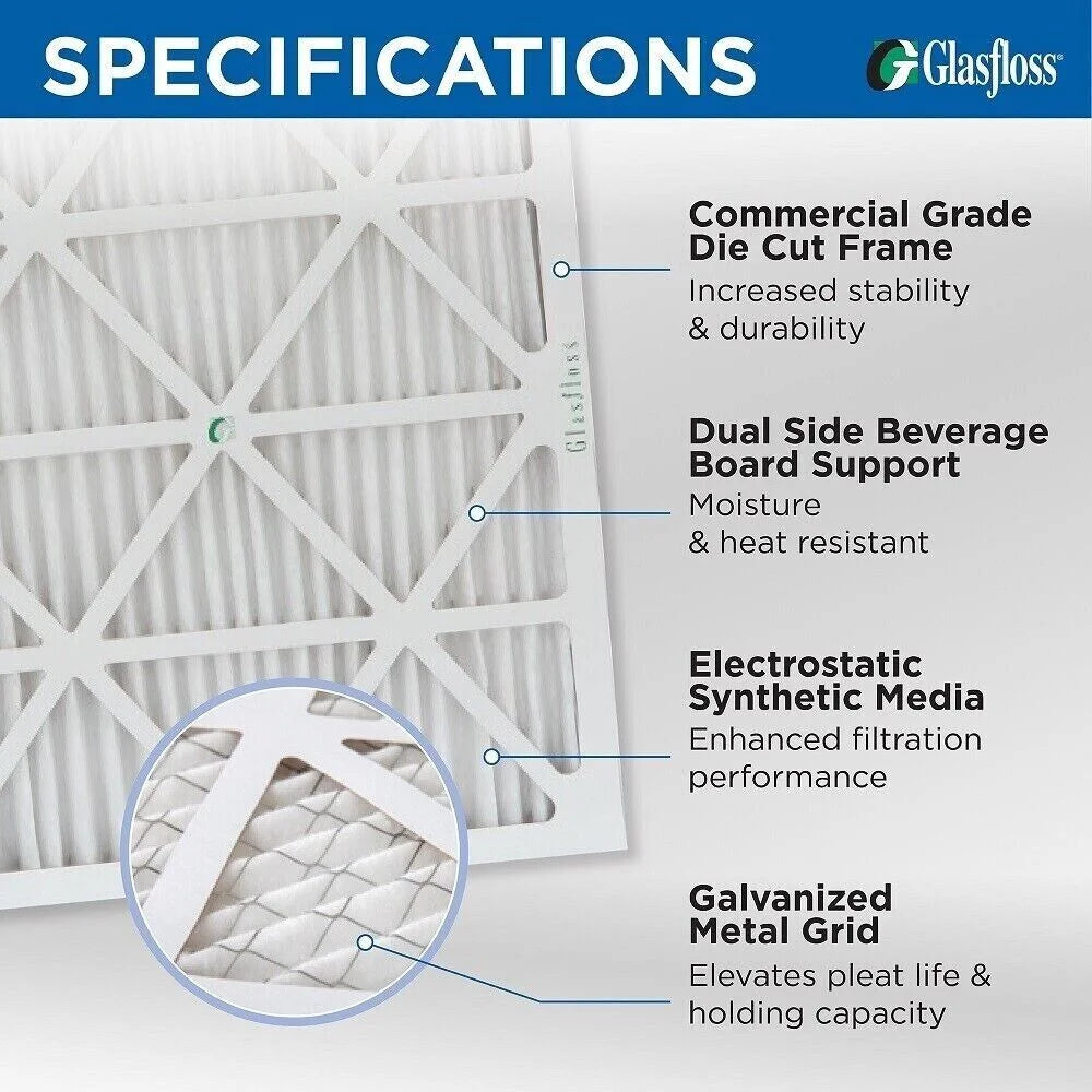 20x20x1 air filter glasfloss zl series merv 10 - case of 6