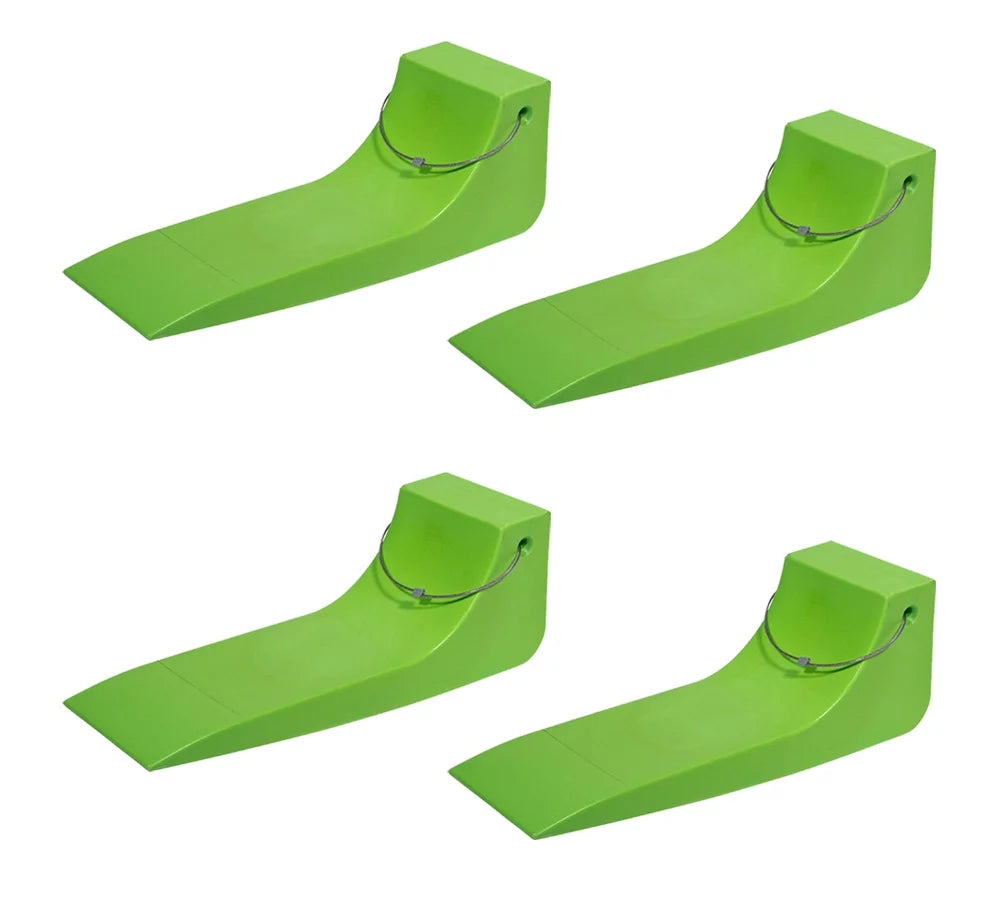 (4 pack) 16"x5.5" tire skates for tow truck - heavy-duty neon safety green tire skates for car hauler, flat bed, wrecker, rollback, carrier safety (high visibility)