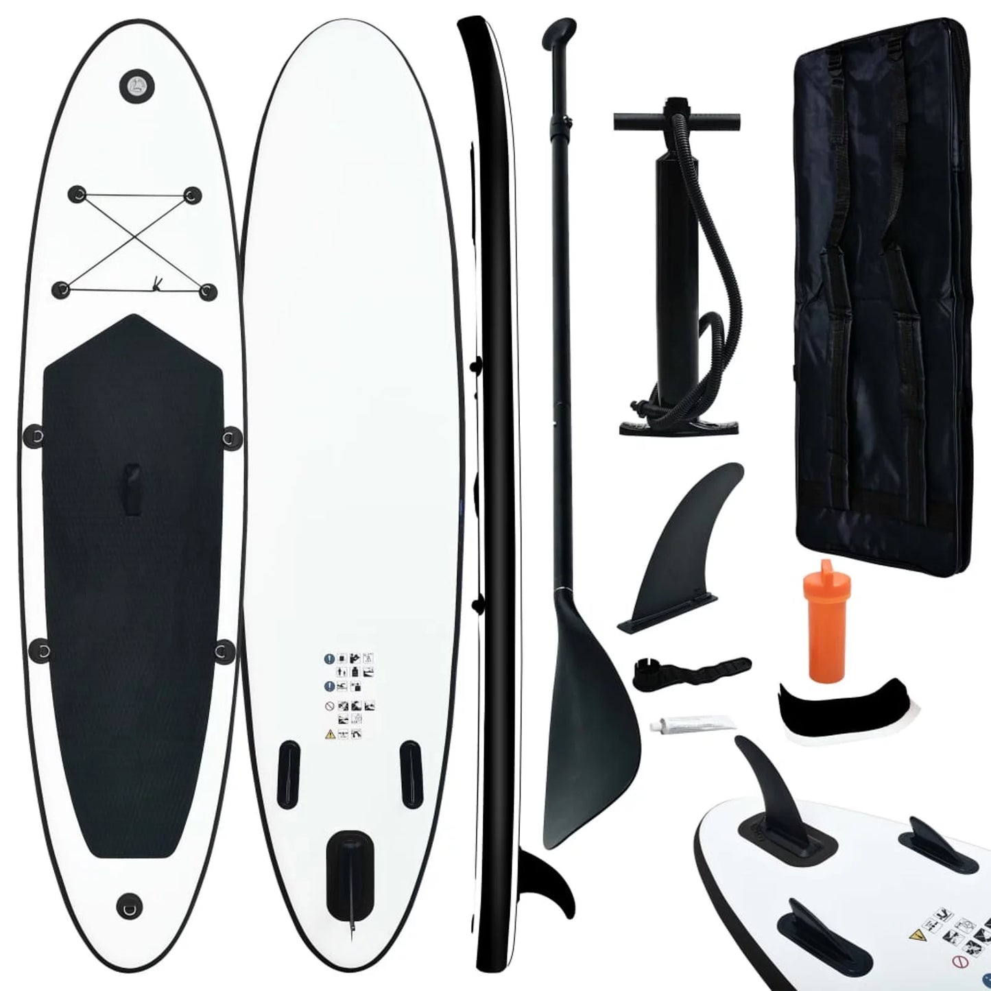 Walmeck inflatable paddleboard set black and white