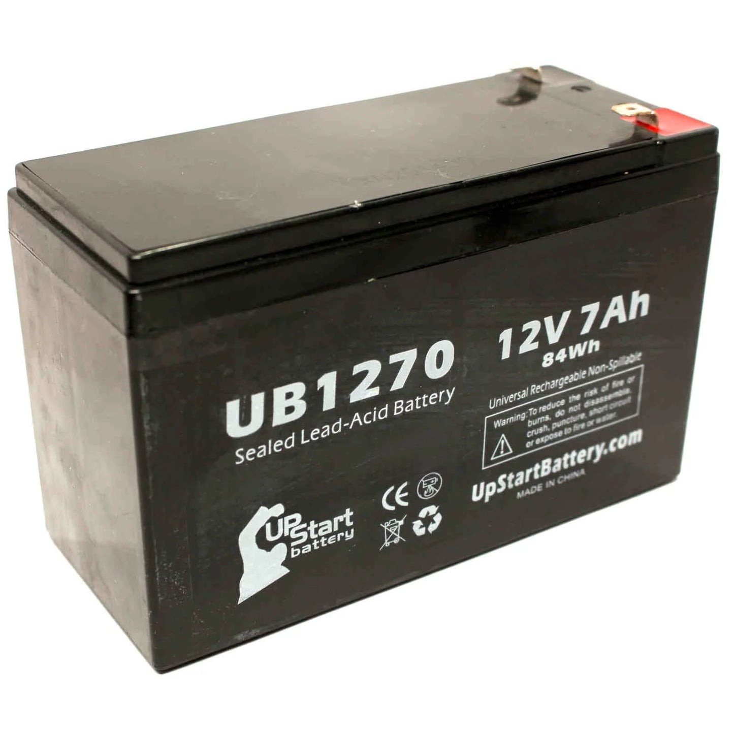 2x pack - compatible upsonic pcm35 battery - replacement ub1270 universal sealed lead acid battery (12v, 7ah, 7000mah, f1 terminal, agm, sla) - includes 4 f1 to f2 terminal adapters