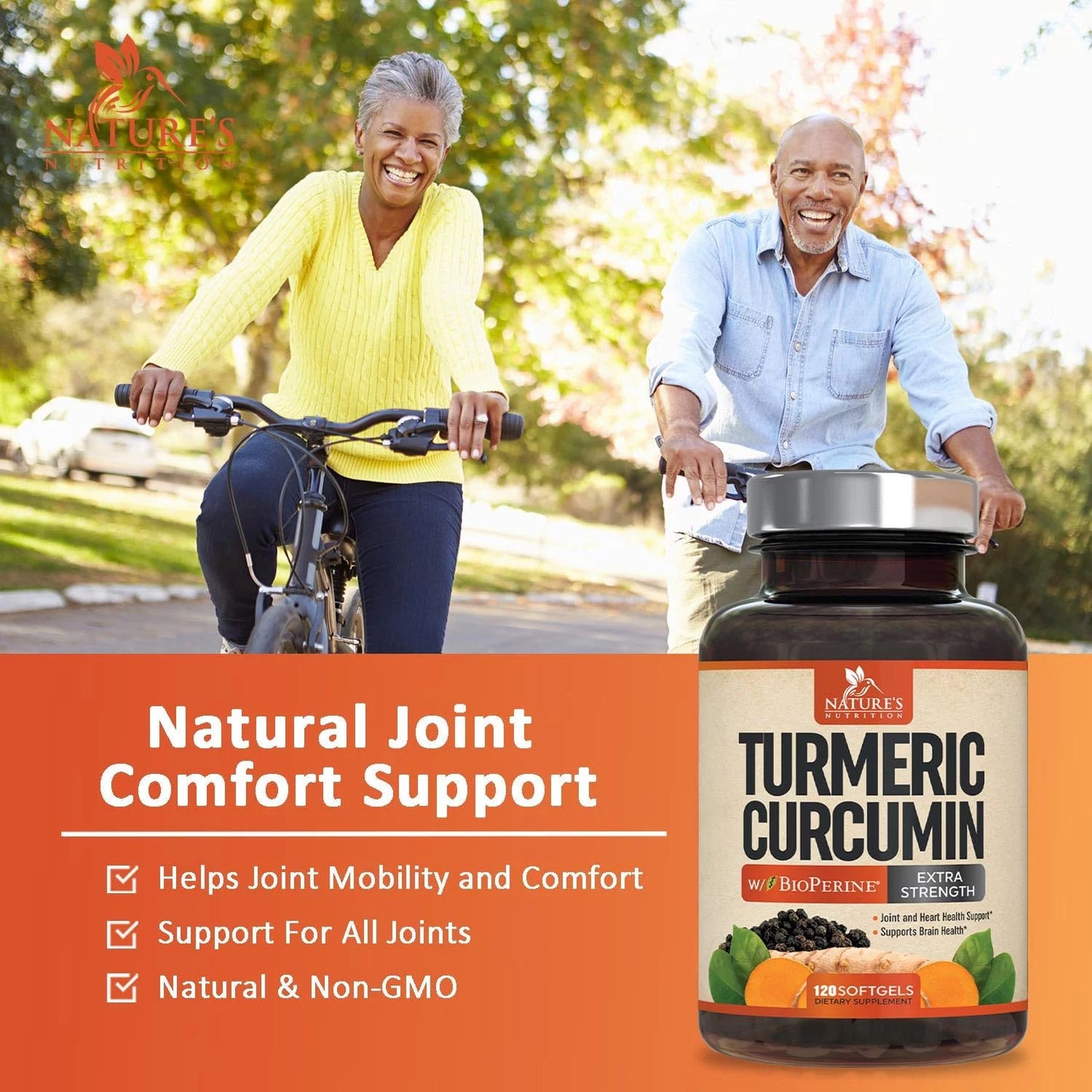 Turmeric curcumin with bioperine 95% standardized curcuminoids 1500mg black pepper extract for max absorption, premium joint support, nature's tumeric herbal supplement, non-gmo, vegan - 120 capsules